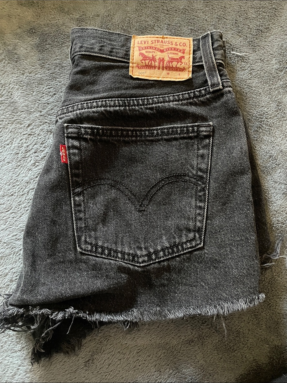 Levi's Washed Black Denim 501 Shorts